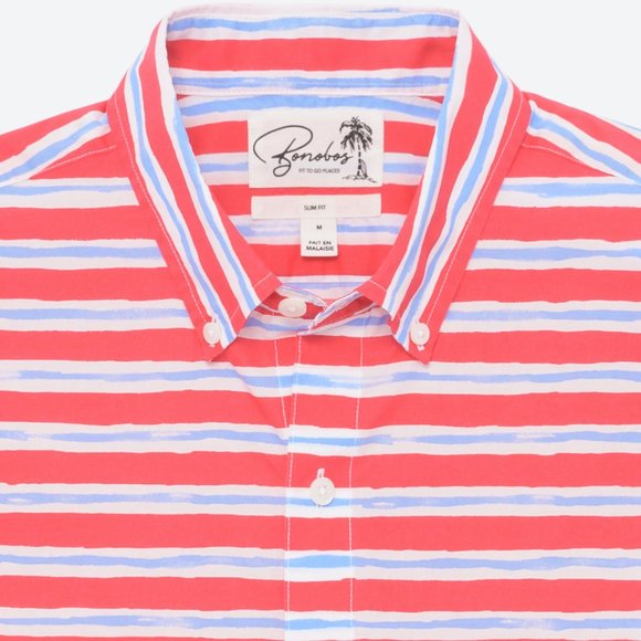Red and White Striped Men's Shirt - Picture 2 of 2